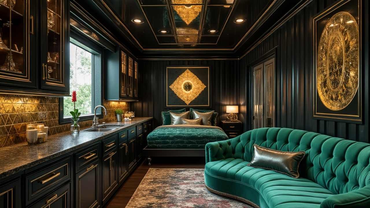 Art Deco Glamour Container Home interior