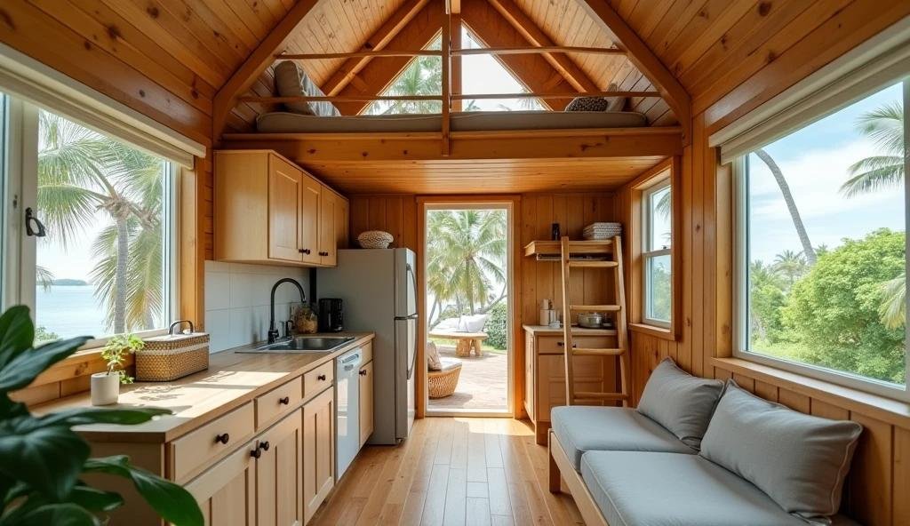 Bahama Breeze – Tropical Timber Tiny Home on Stilts Interior