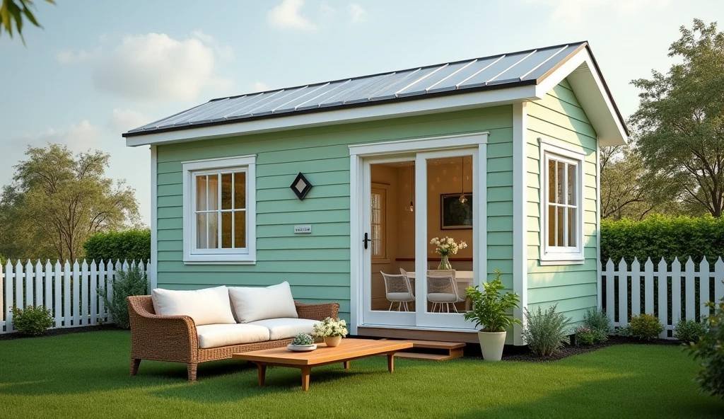 Mint Green Haven - Countryside Charm with Pop-Out Sunroom