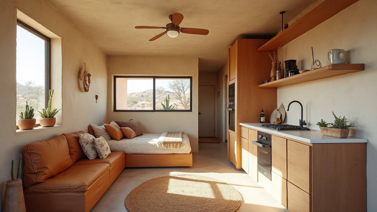 Desert Modern Retreat – Sand-Toned Steel Container Home interior