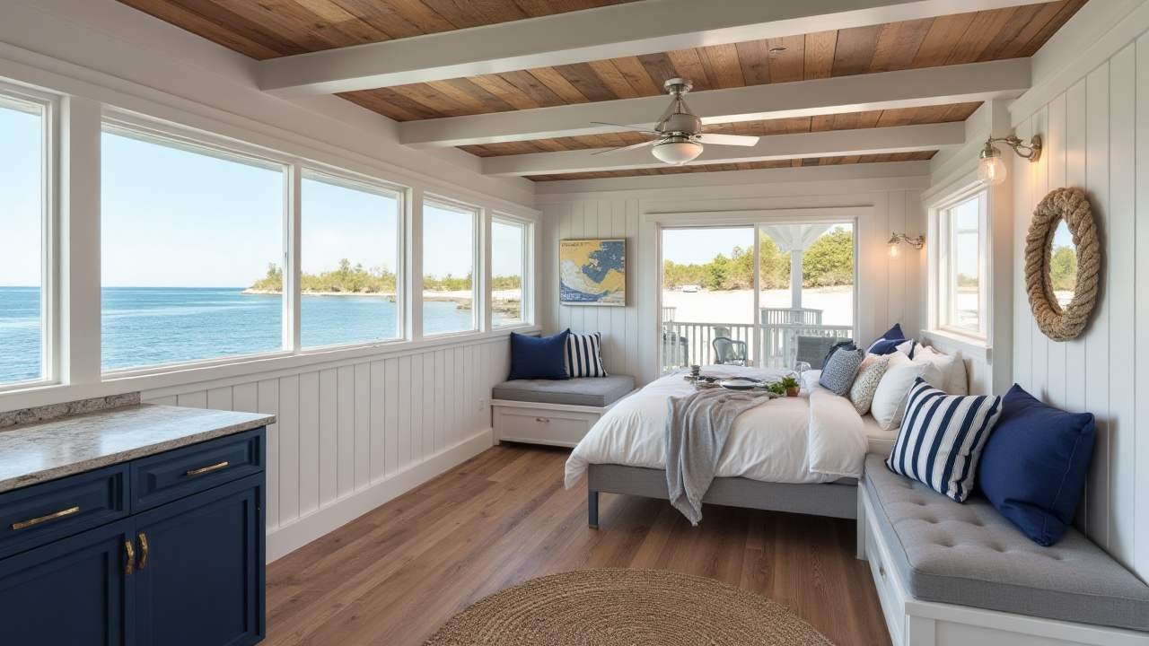 Elevated Nautical Retreat with Wraparound Deck interior