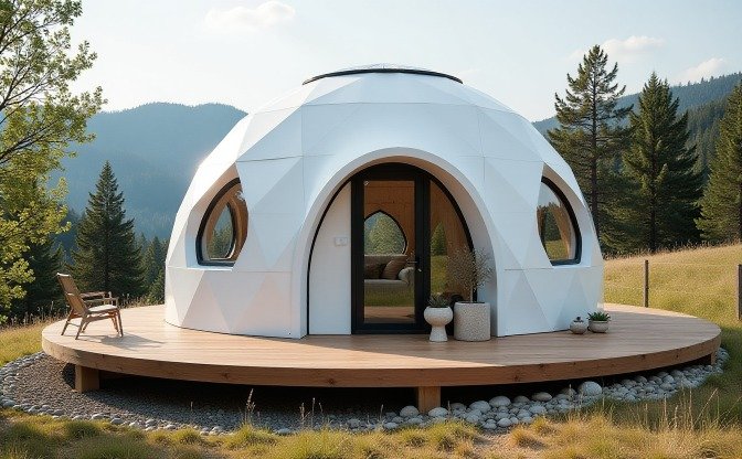 Futuristic Geodesic Haven: Tiny Home Living Under the Stars