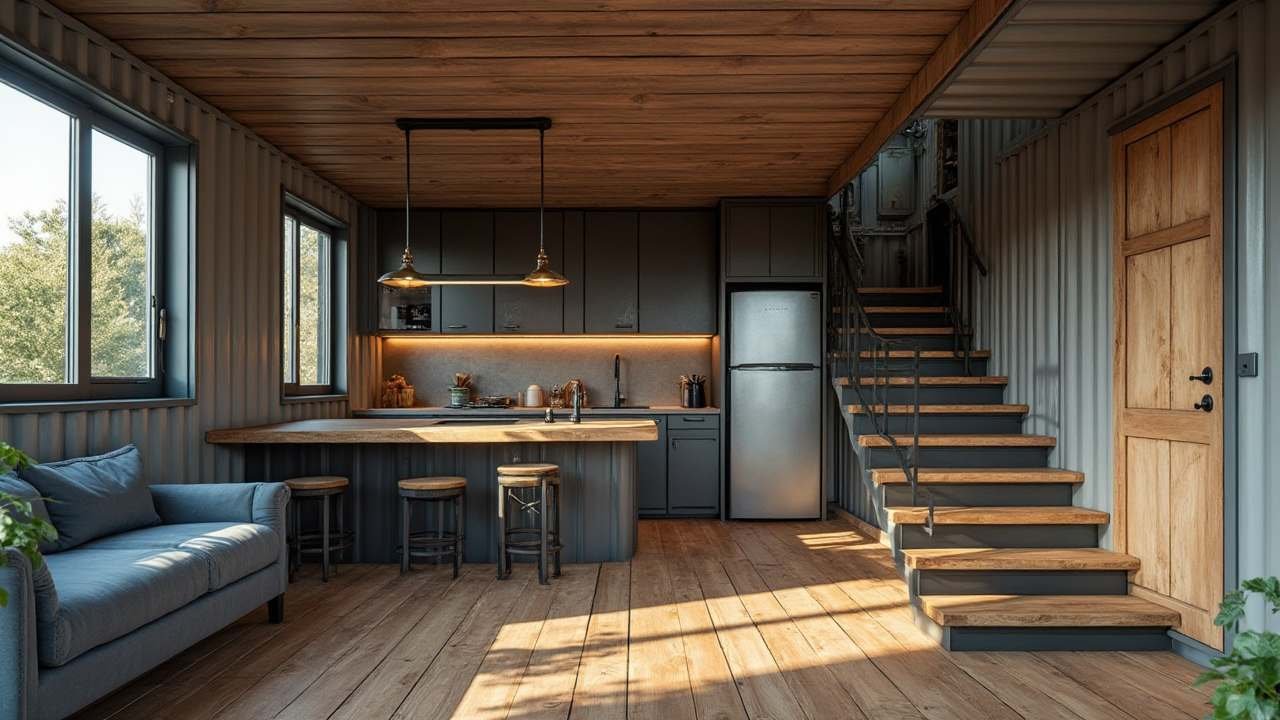 Industrial Loft Container Home interior