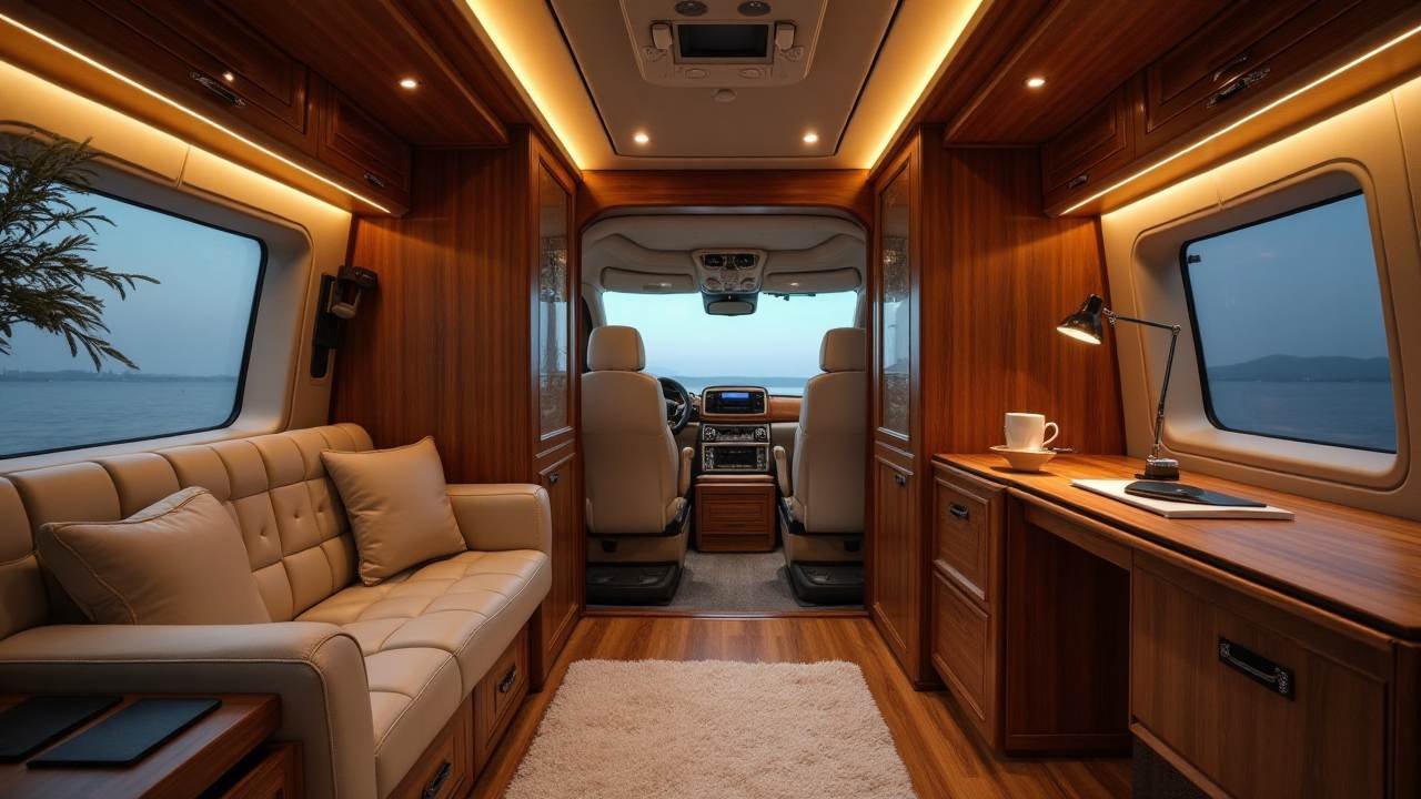 Luxury Executive Shuttle Van – Mobile Office with After-Hours Comfort interior