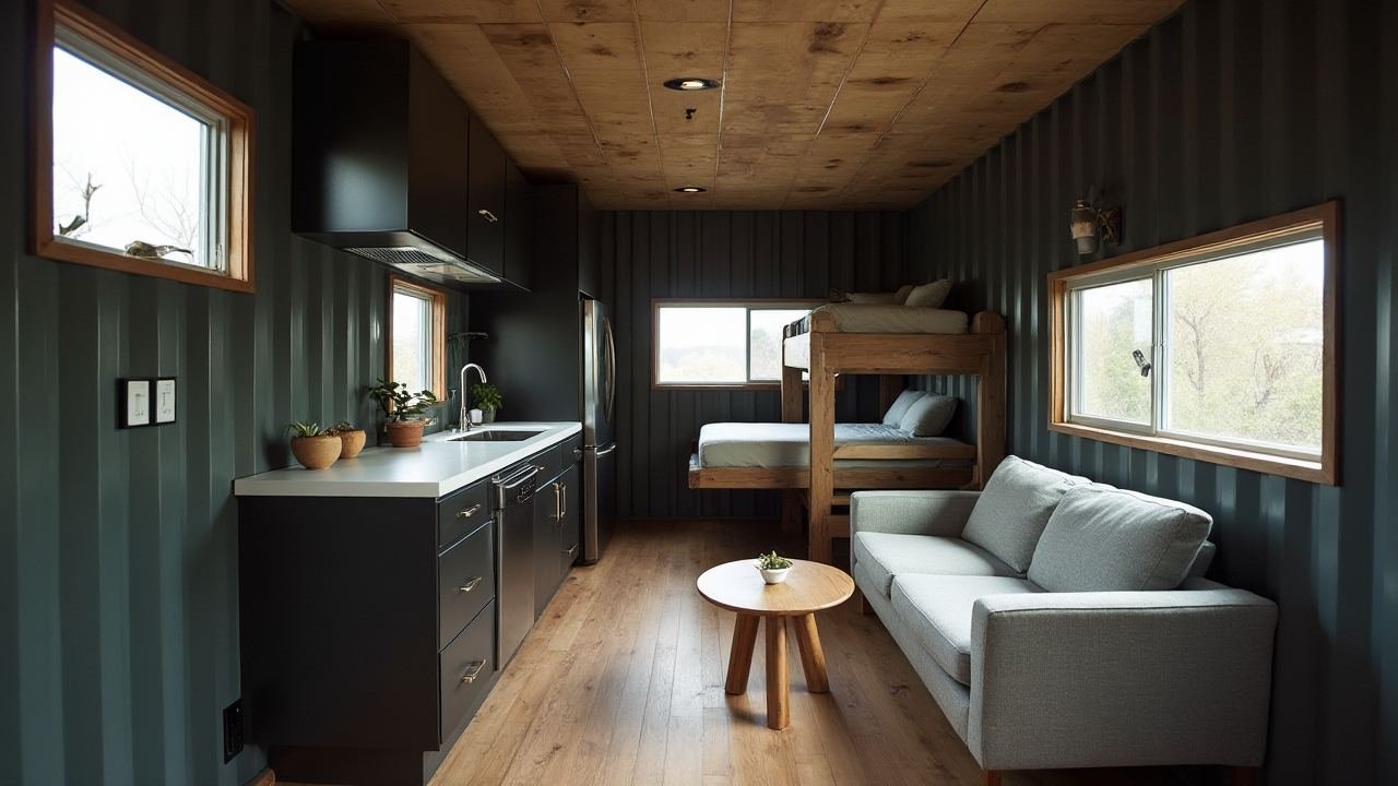 Mid-Century Modern Container Home Interior
