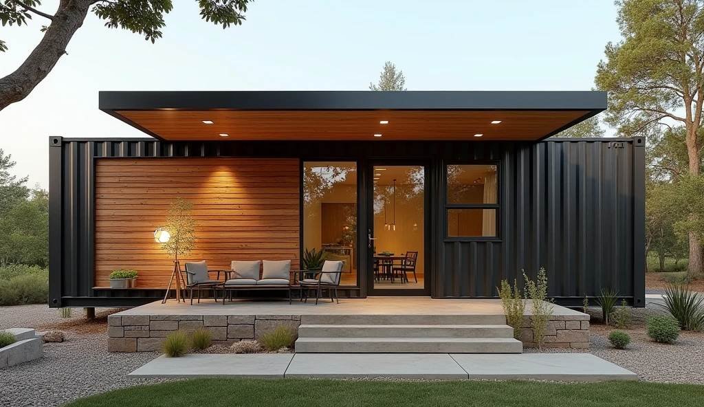 Ebony and Timber Container Home - Mid-Century Modern Living Perfected