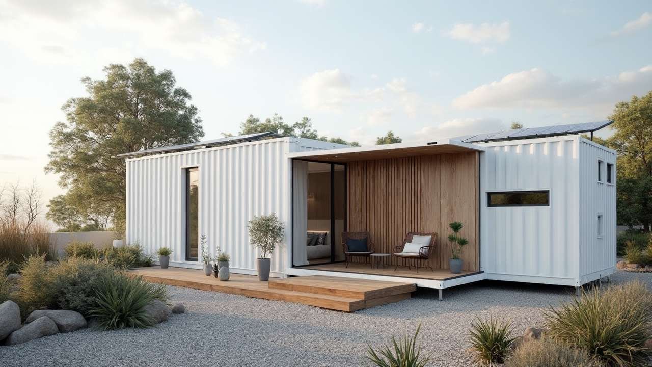 Crisp White and Natural Wood Container Home - Modern Minimalism Meets Sustainable Living