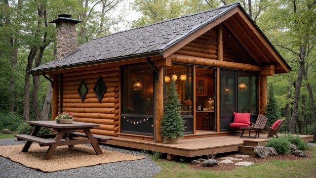 Cozy Timber Hideaway - Rustic Mountain Cabin with Convertible Porch
