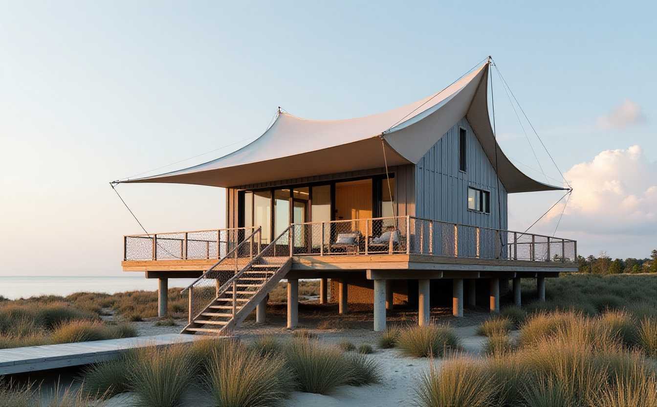 Sail Loft – Coastal Tent-Form Home with Cable Suspension
