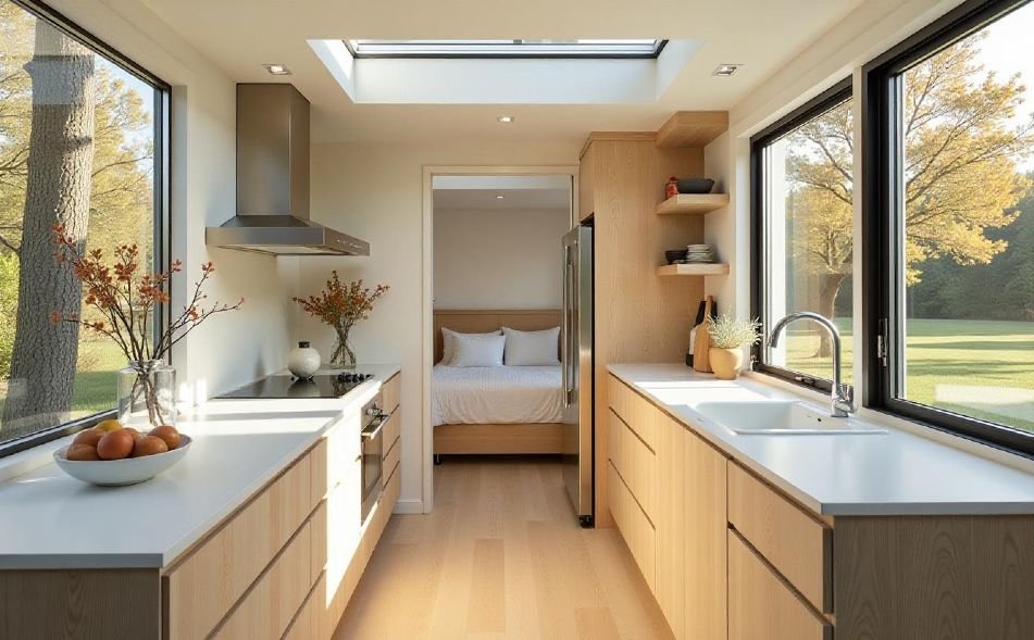 Scandinavian Minimalist with Retractable Sunroom interior