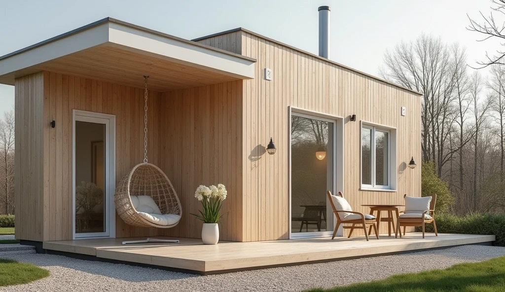 Scandinavian Serenity - Minimalist Retreat with Retractable Sunroom