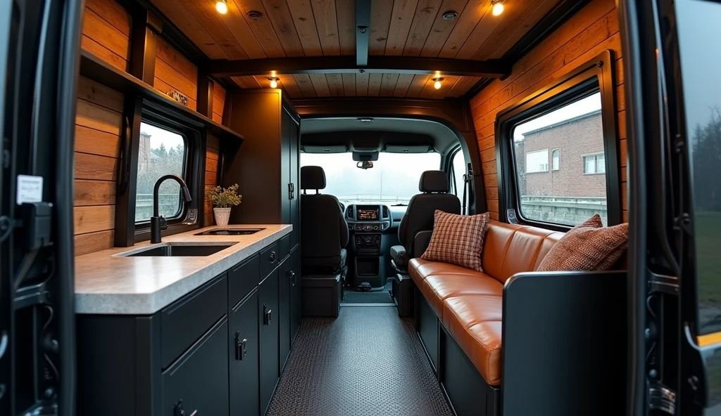 Tactical Utility Van – Industrial Loft-Inspired Stealth Cabin Interior