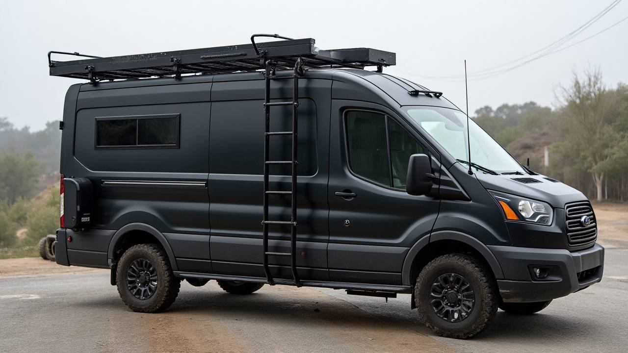Charcoal Fortress Mobile Loft - Tactical Van with Industrial Elegance