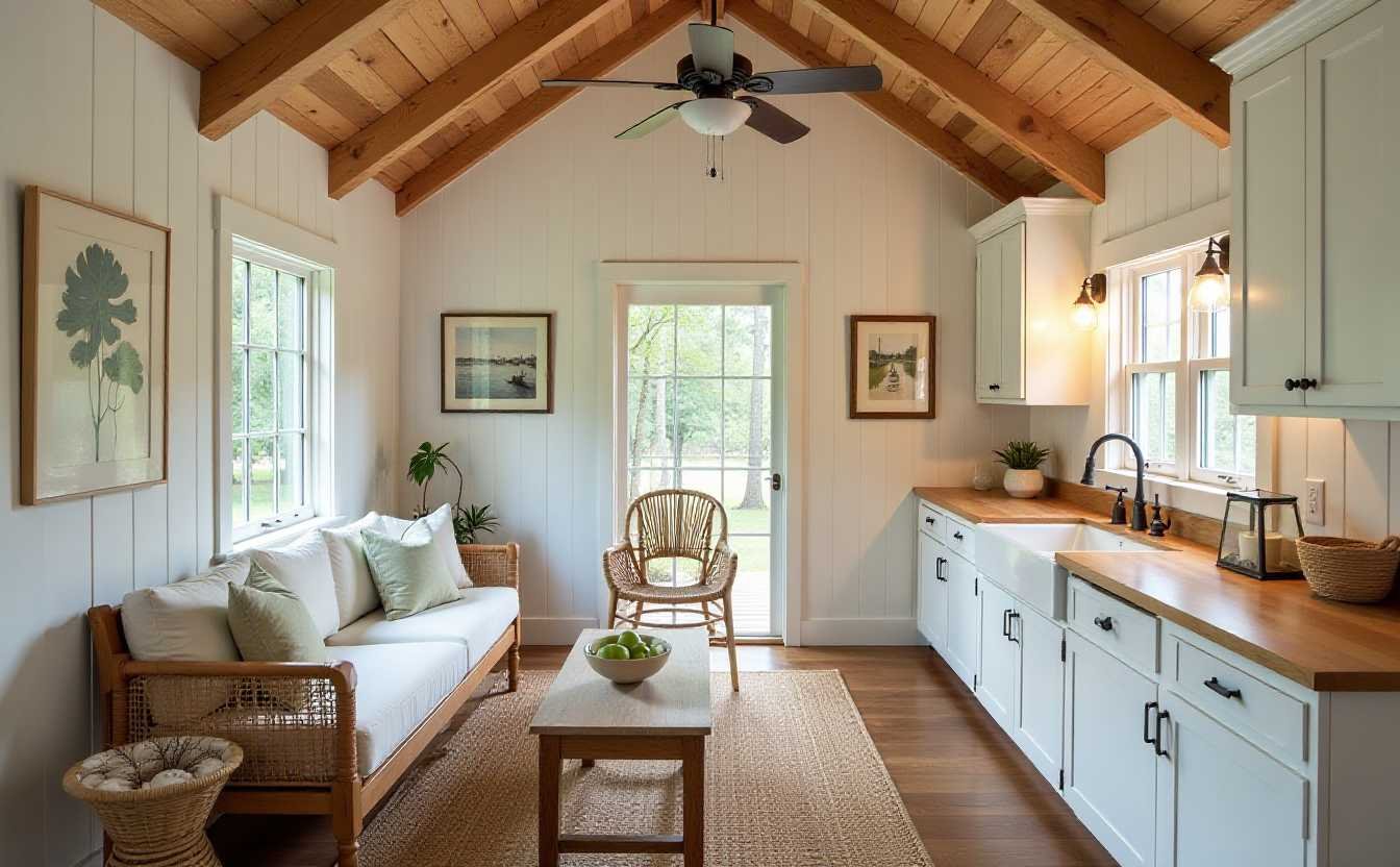 The Palmetto Pavilion – Crisscross Breezeway Cabin interior