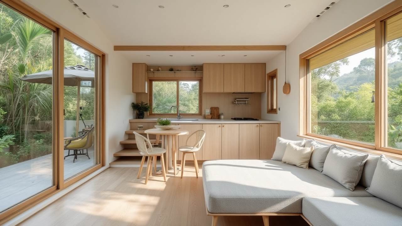 Tropical Modern – Stilted Curved Roof Tiny Home interior