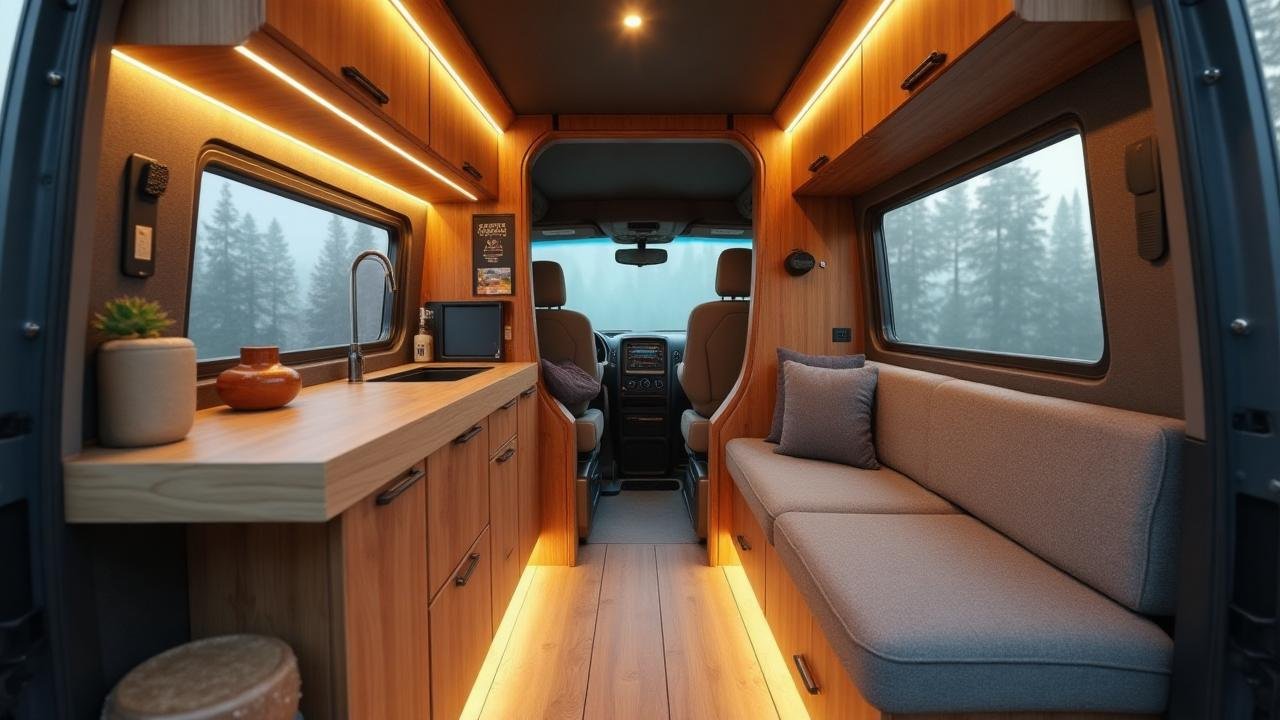 Urban Utility Van Conversion – Contractor's Van Turned Cozy Hideaway interior