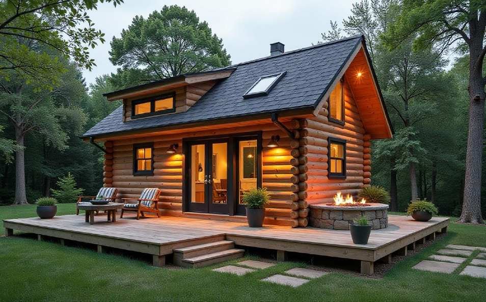 Golden Hour Hideaway – Log Cabin with Retractable Terrace