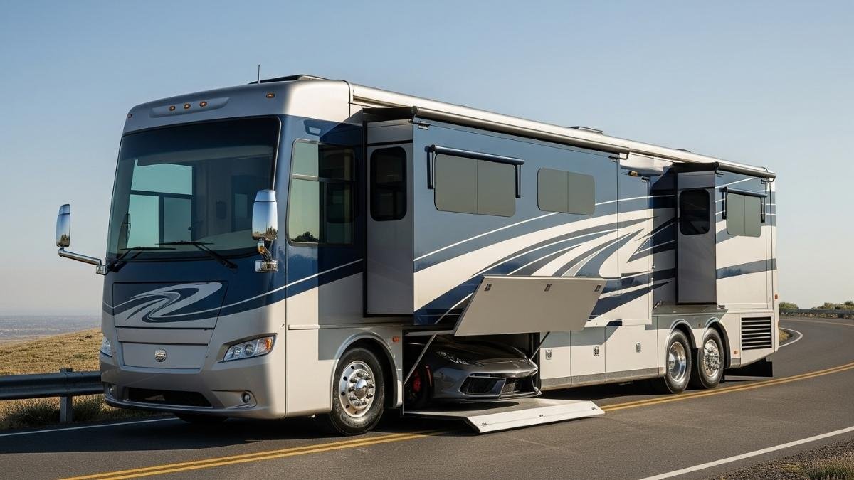 Coastal Storm - Tiffin Allegro Class A with Sophisticated Slate Blue Living Space