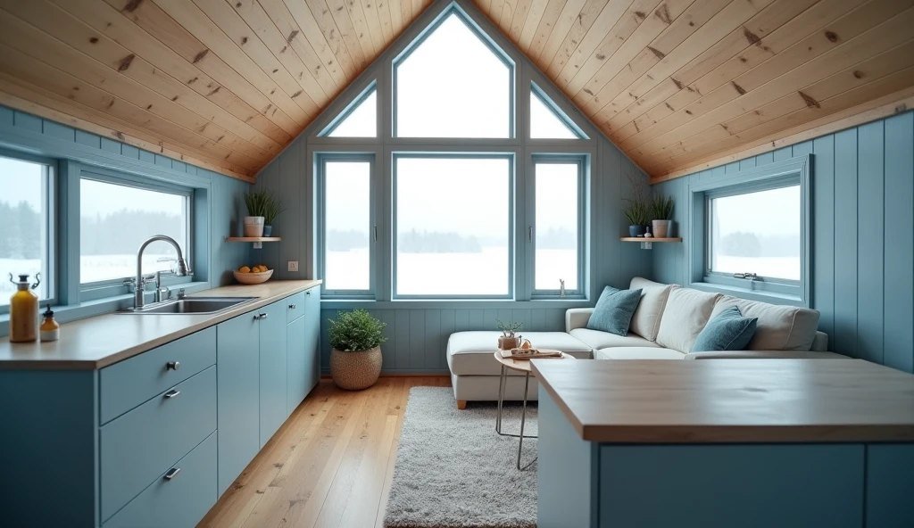 Arctic Minimalist Tiny Home interior