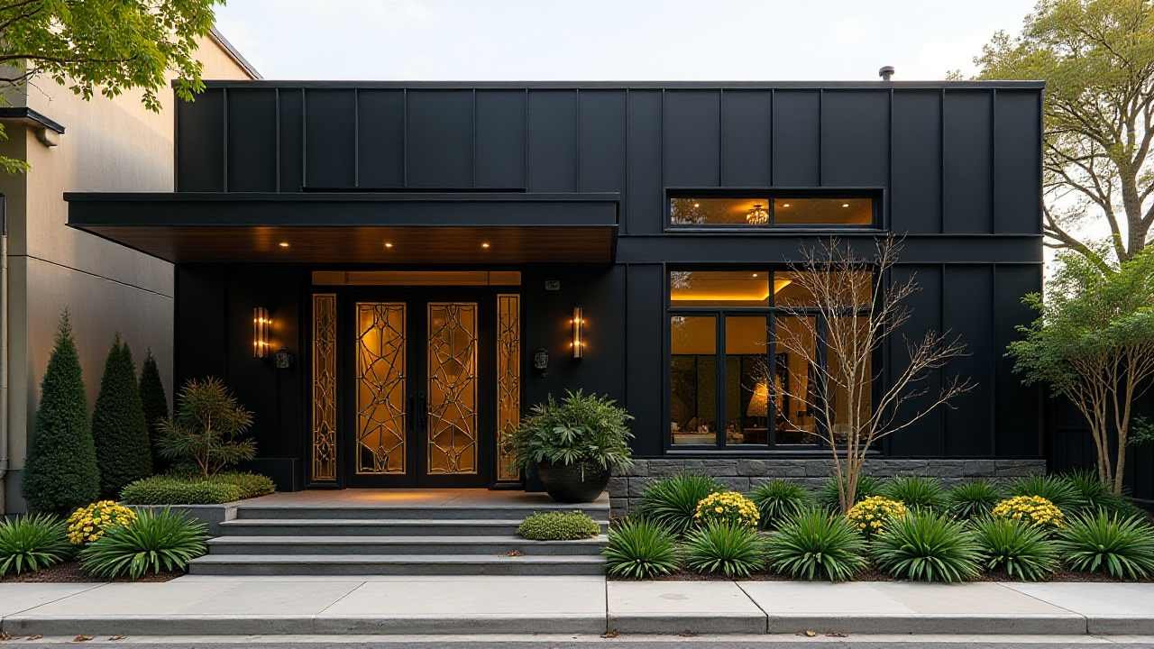 Charcoal Sophistication with Golden Accents - Art Deco Glam Living