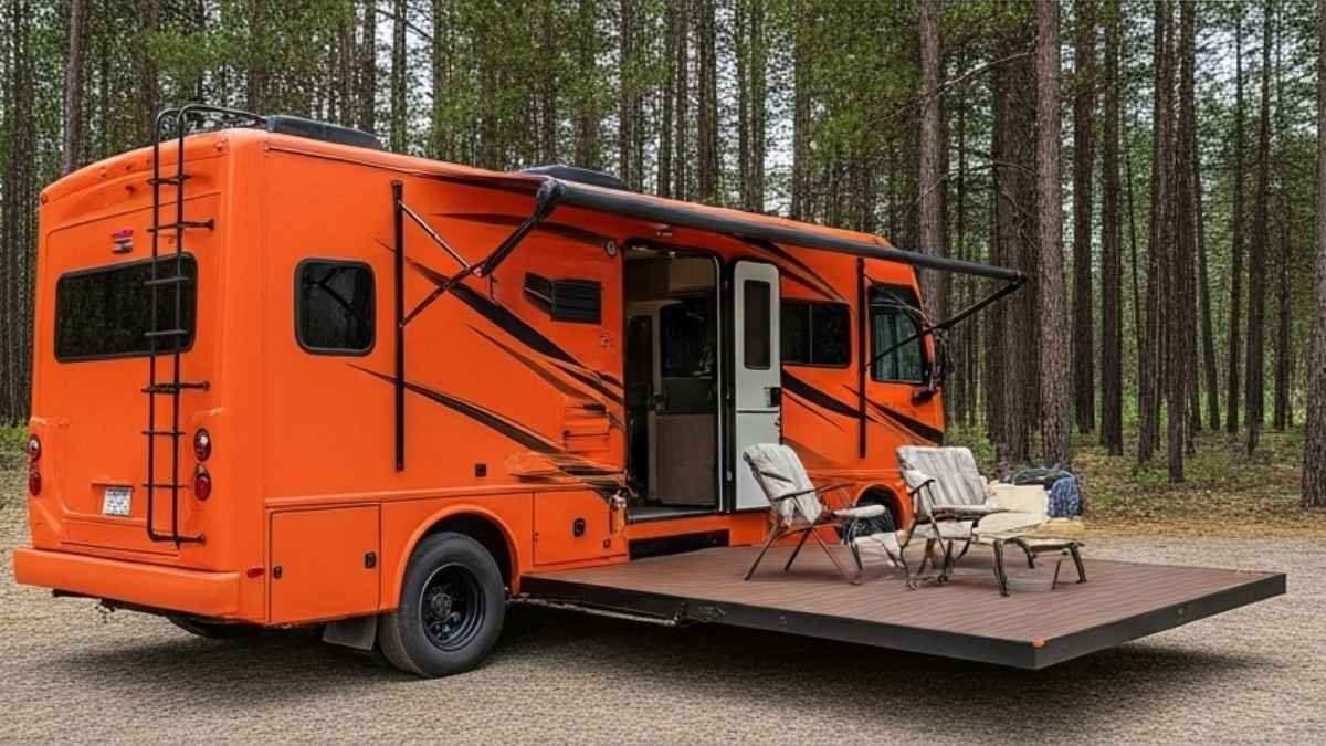 Sunset Orange Adventure Command - Blaze Orange RV and Its Private Deck Experience