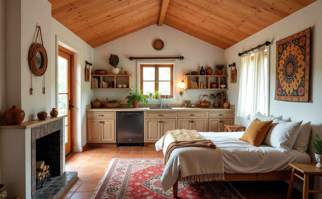 Bohemian Oasis Tiny Home interior