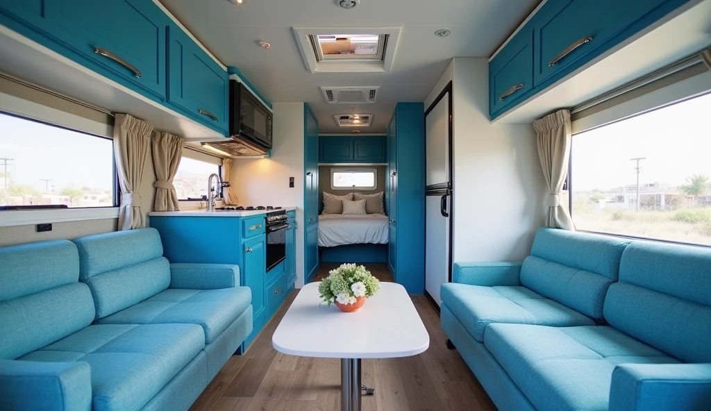 Bold Blue Beauty Where the RV Meets the Great Outdoors interior