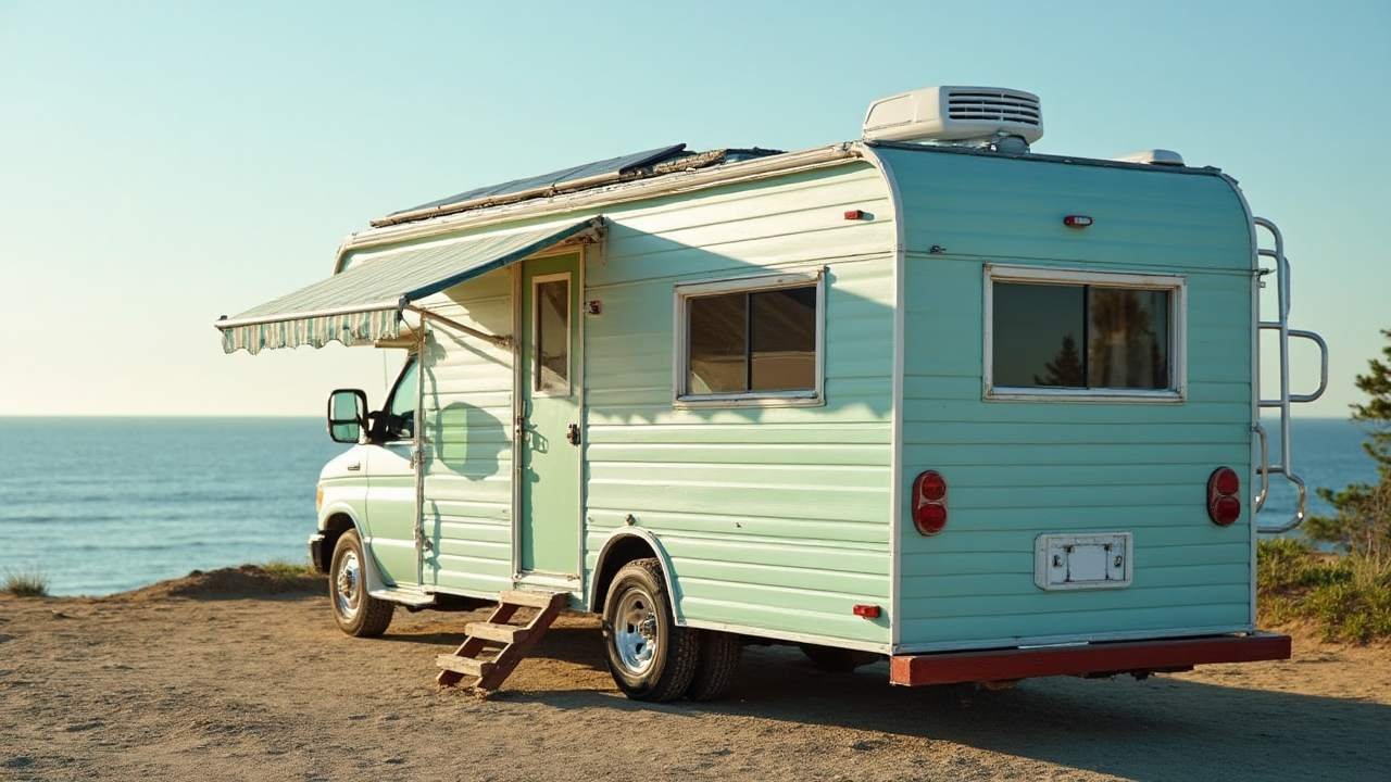 Mint Green Coastal Cottage Motorhome - Where Land Meets Sea