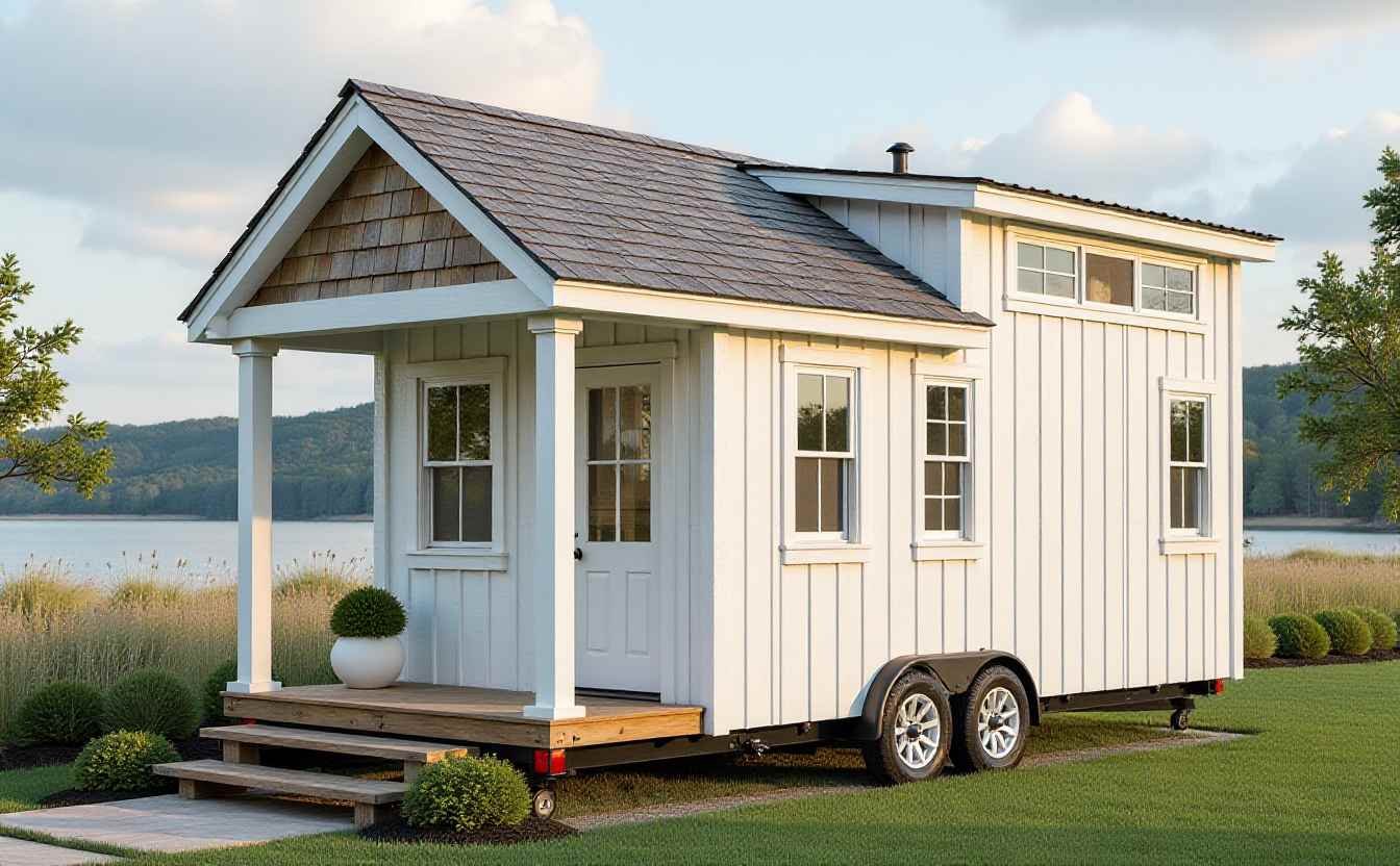 Weathered White & Shingle Sanctuary - Coastal Serenity Tiny Home That Captures Ocean Breeze Living