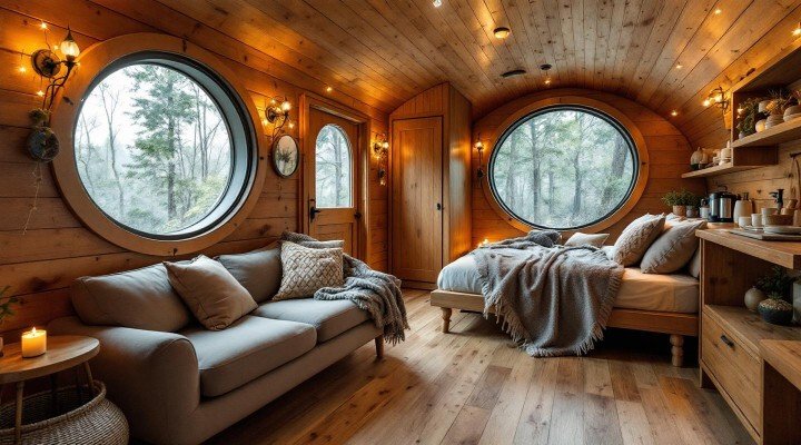 Cozy Forest Glade Cabin interior