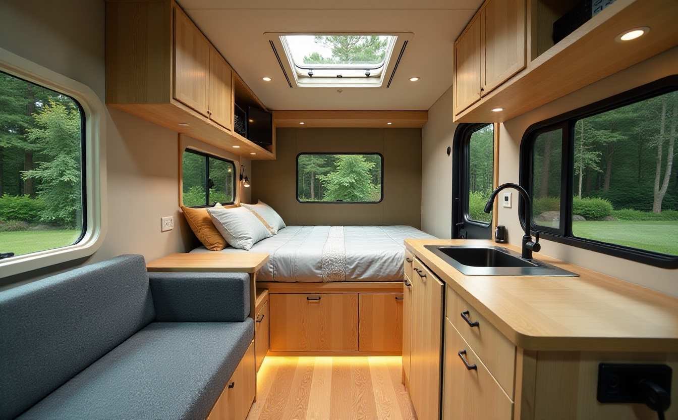 Eco-Modern Green Pod RV Interior