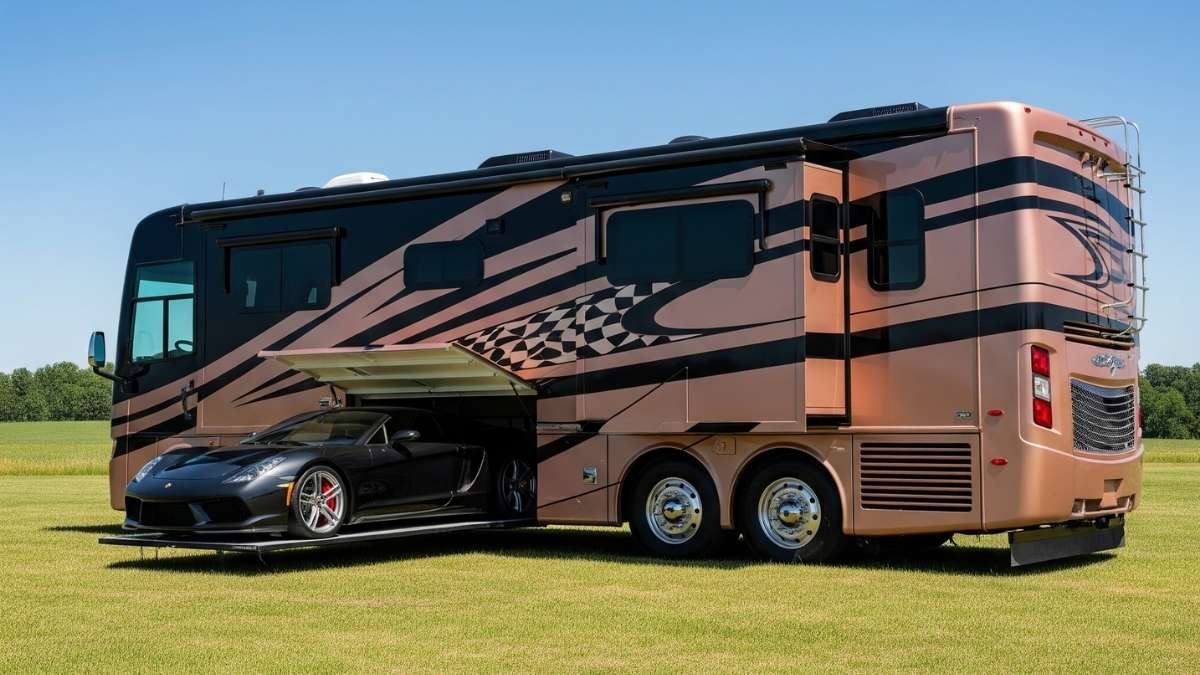 Champagne Thunder - Dutch Star RV with Racing-Inspired Supercar Garage