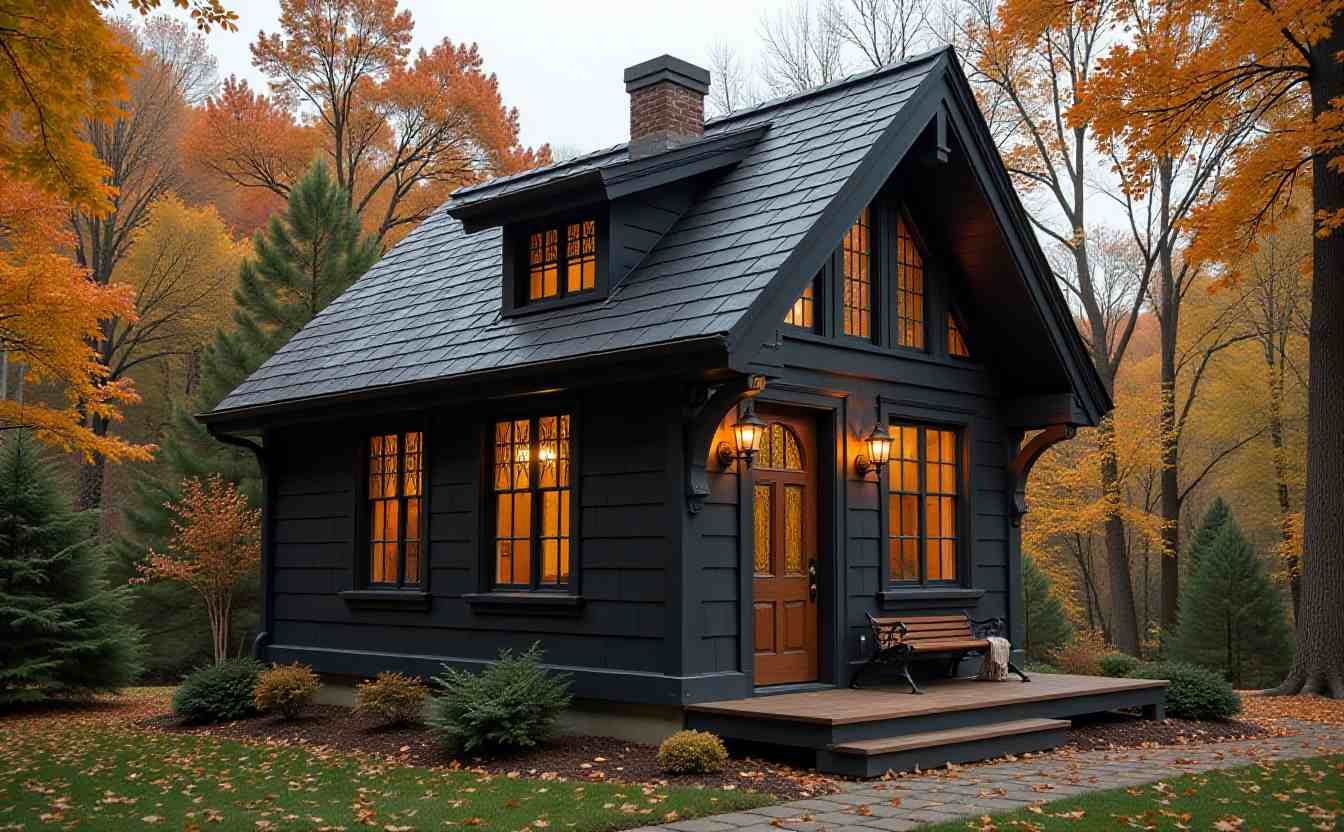 Midnight & Mahogany Manor Interior - Gothic Revival Tiny House That Embraces Dark Romance Architecture