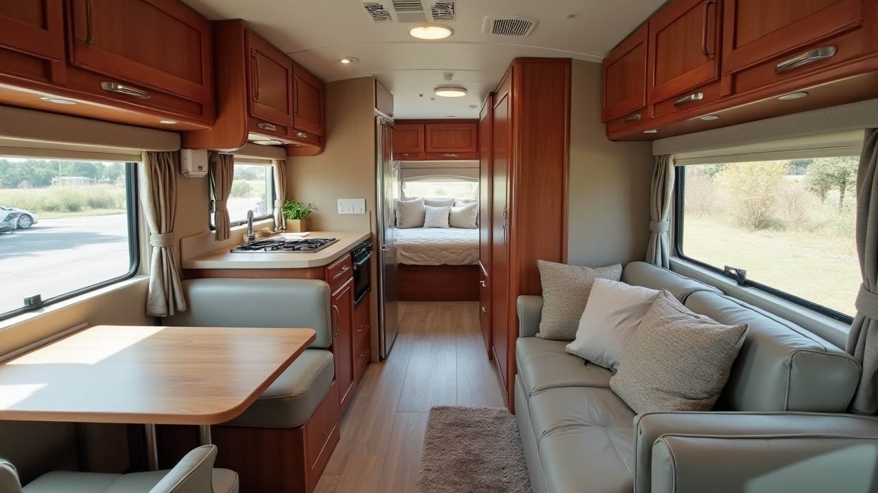 Luxury RV with Automotive Bay Interior