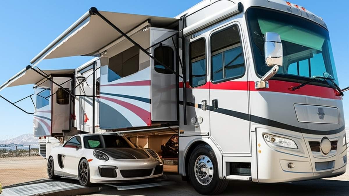 Porsche Paradise and Warm Wood Haven - Ultimate Luxury RV with Integrated Sports Car Storage