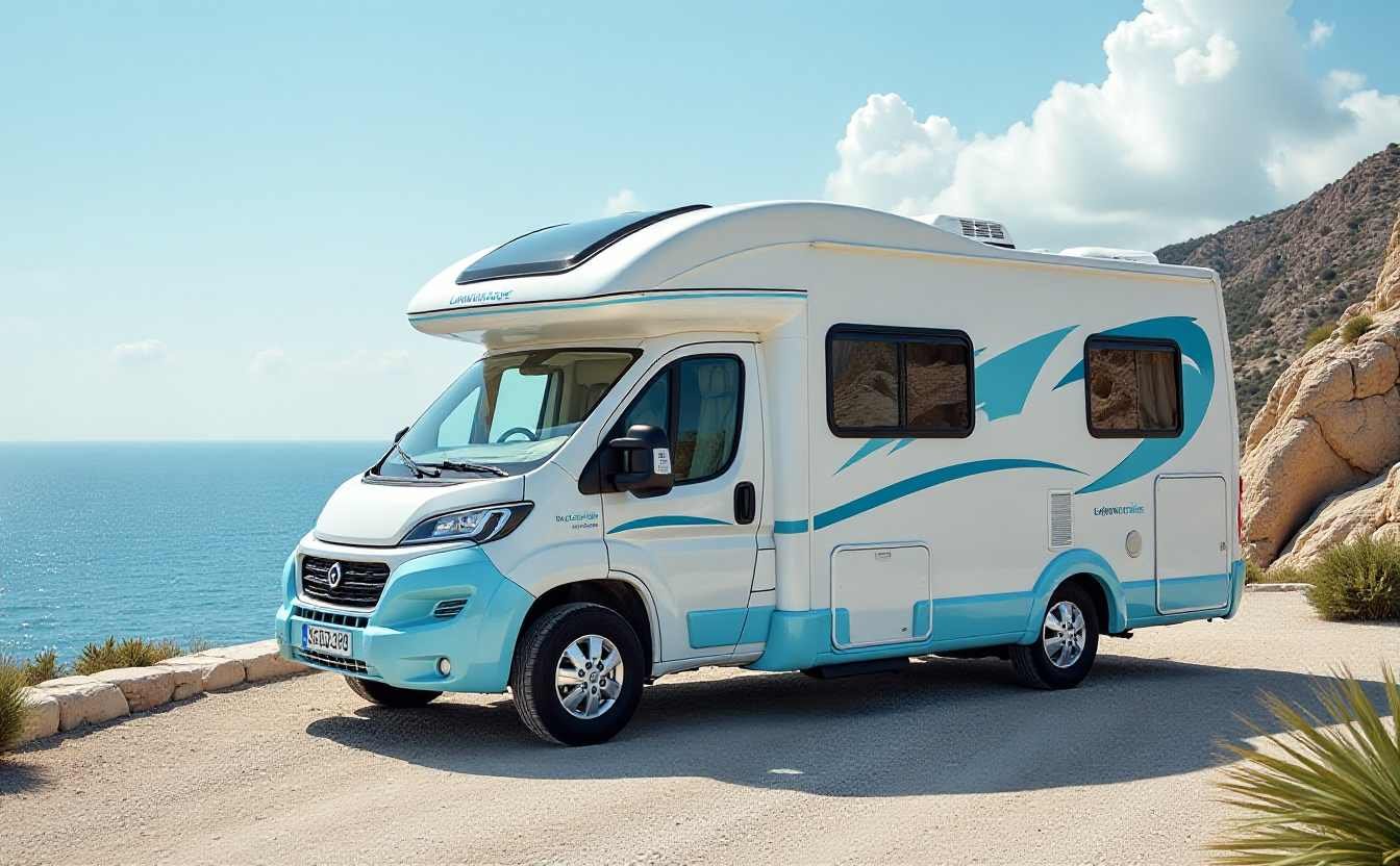 Turquoise and White Mediterranean Escape RV - Island Living on Wheels