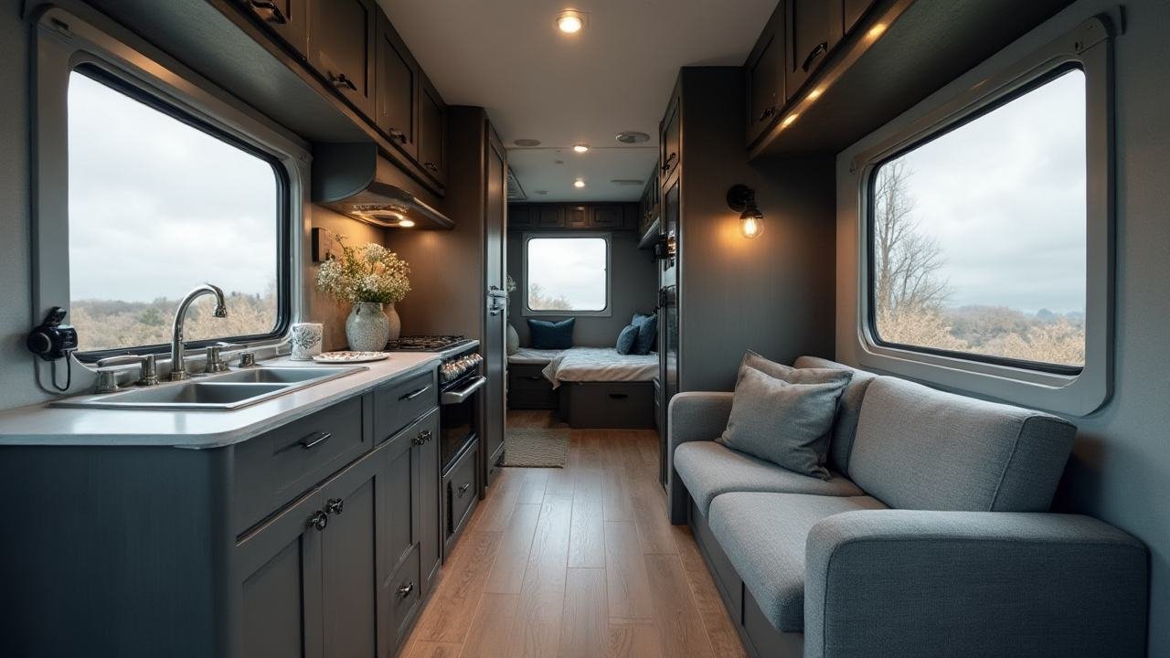 Mobile RV with an Extendable Deck Interior