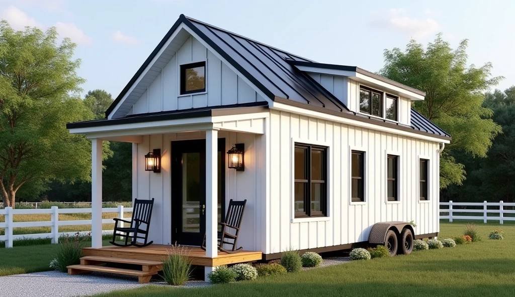 Snow White & Honey Oak Interior - Modern Farmhouse Tiny House Living That Maximizes Every Square Foot