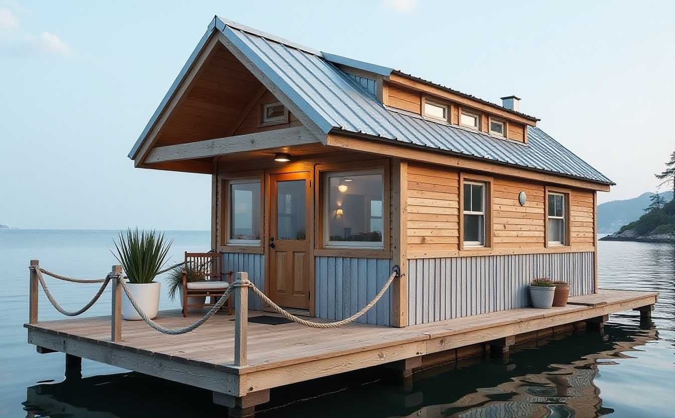 Cedar Plank & Rope Rail Boathouse - Nautical Coastal Tiny Home That Captures Maritime Adventure