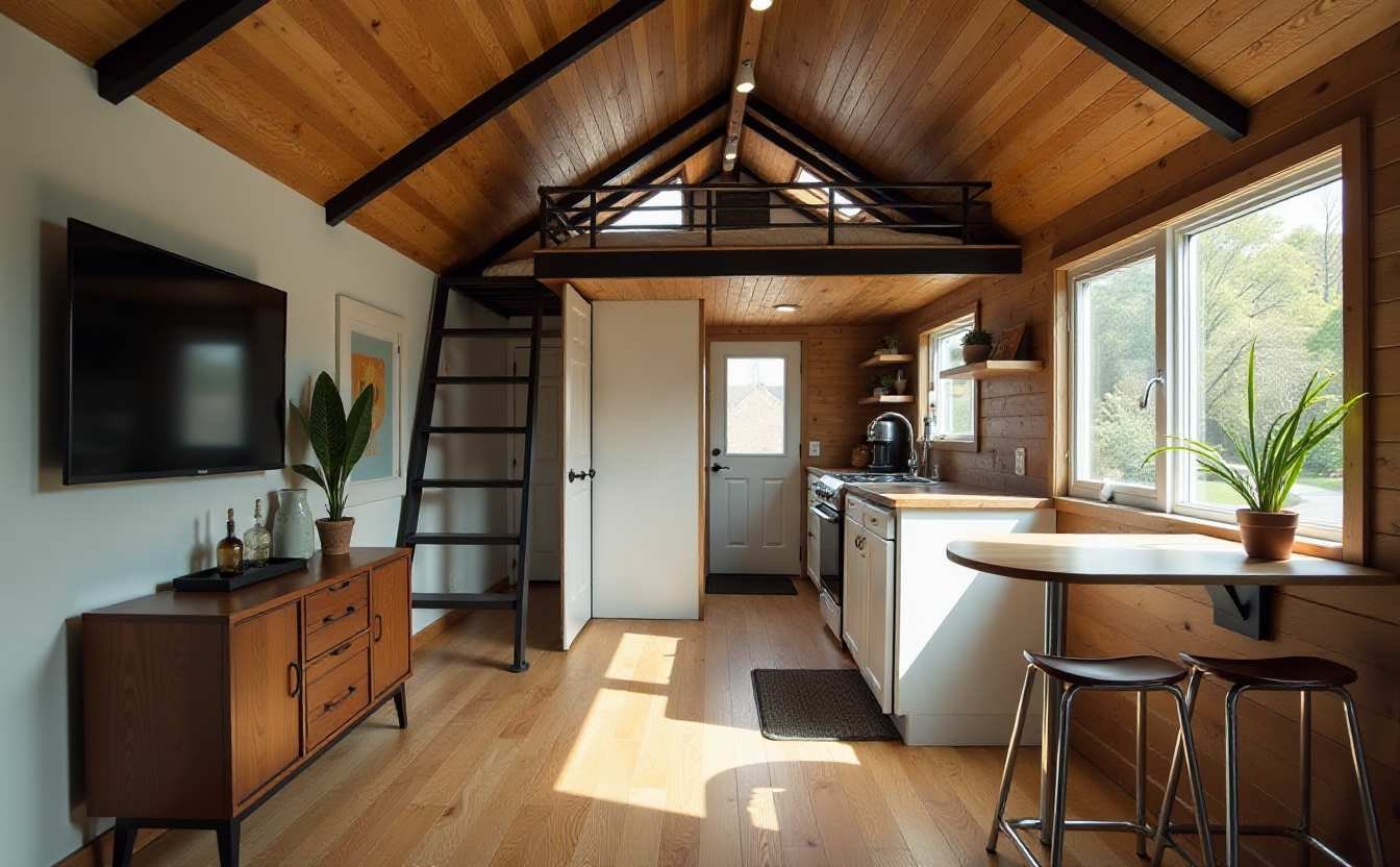 Retro-Modern Tiny Home interior
