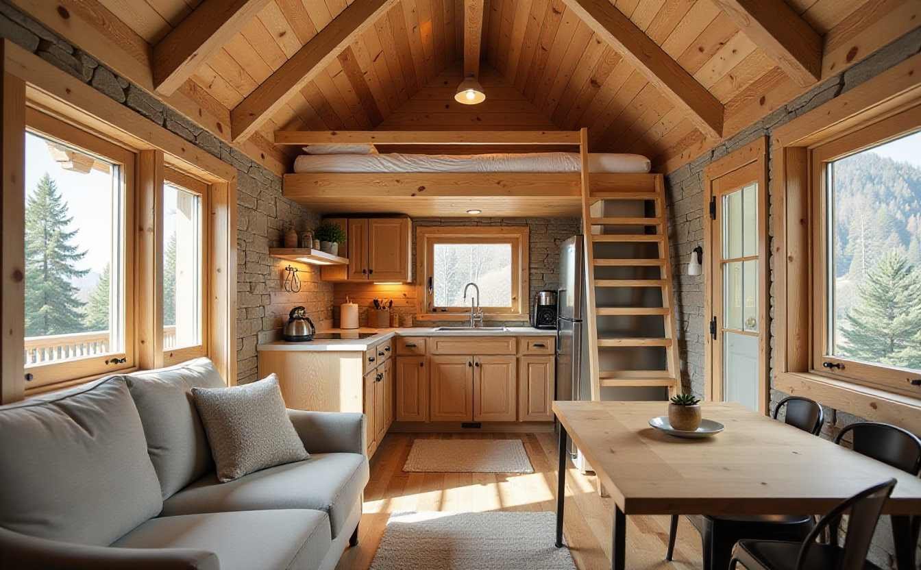 Rustic Alpine Chalet Tiny House Interior