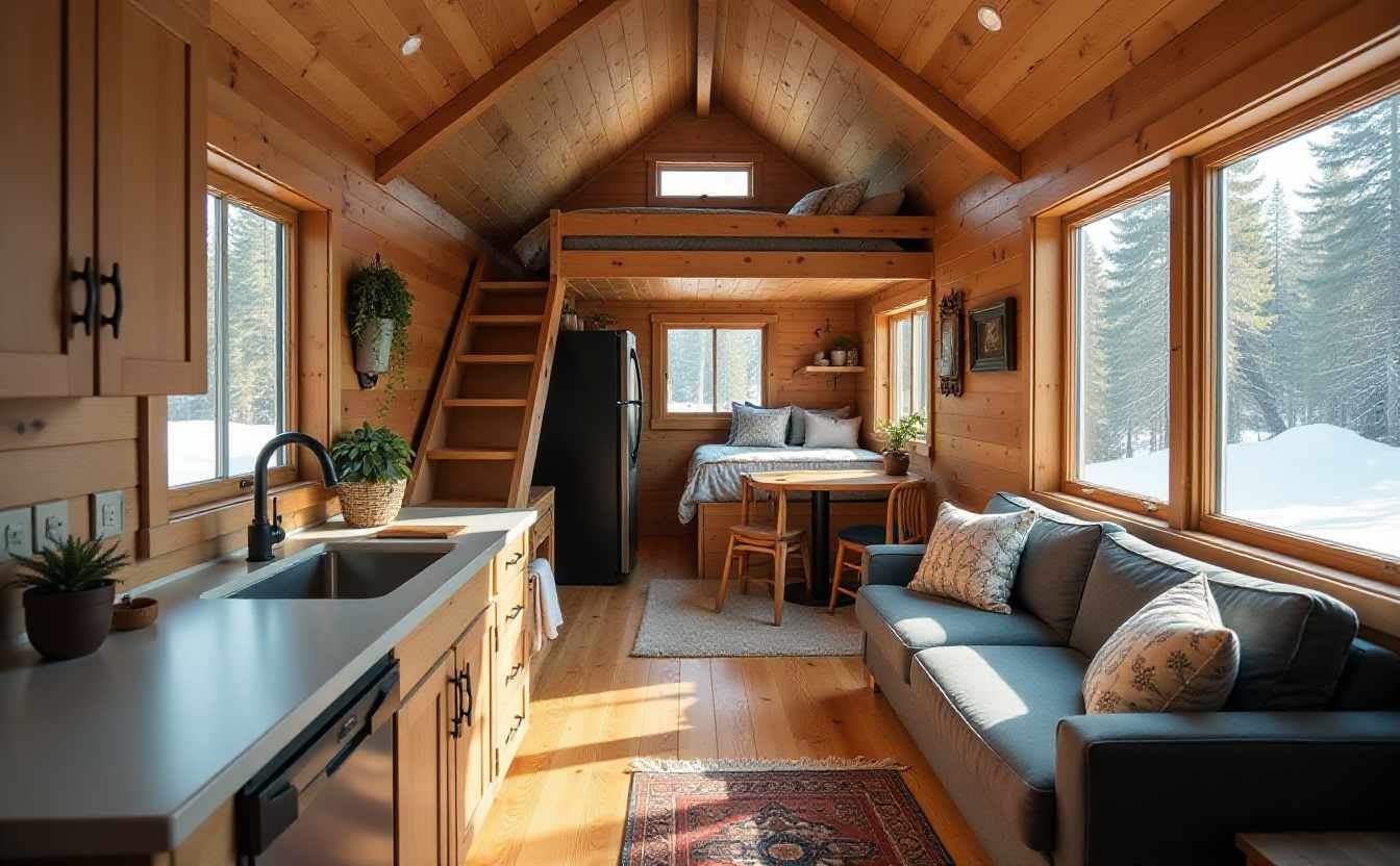 Rustic Mountain Retreat Tiny Home interior
