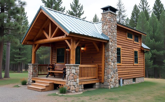Honey Pine & Stone Haven - Rustic Mountain Retreat Tiny Home That Captures Alpine Lodge Magic