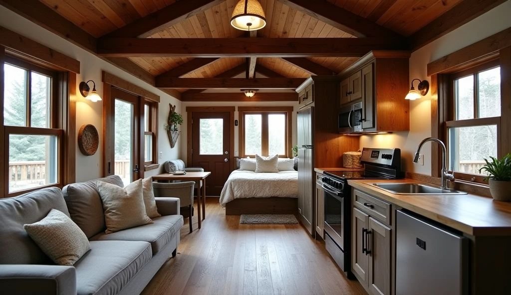 Rustic Mountain Retreat with Stone Accents interior