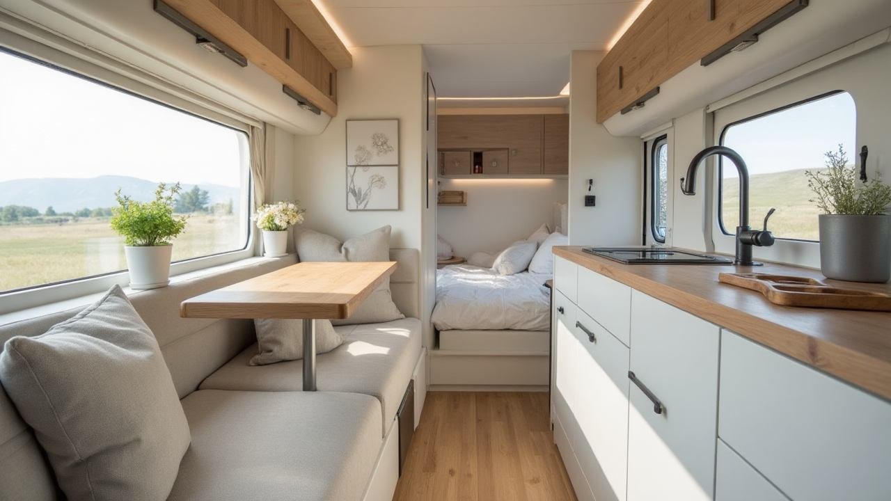 Scandinavian-Inspired Compact Luxury Motorhome interior