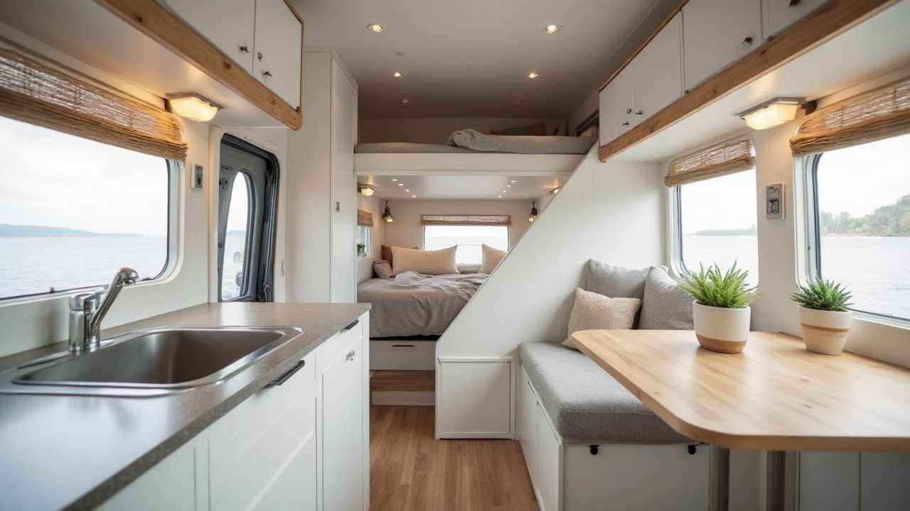 Scandinavian Minimalist RV Interior