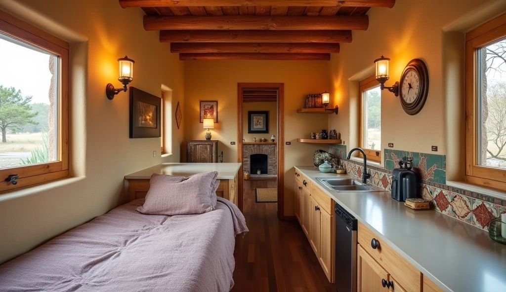 Southwestern Adobe Tiny House interior