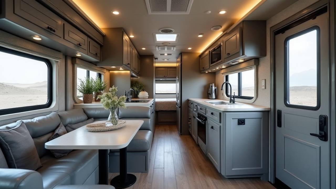 Spacious RV with a Retractable Hidden Garage Interior