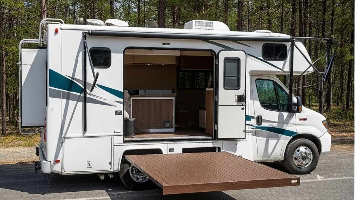 Sage and Teak Forest Retreat - Spirit Motorhome with Slide-Out Deck Adventure Base