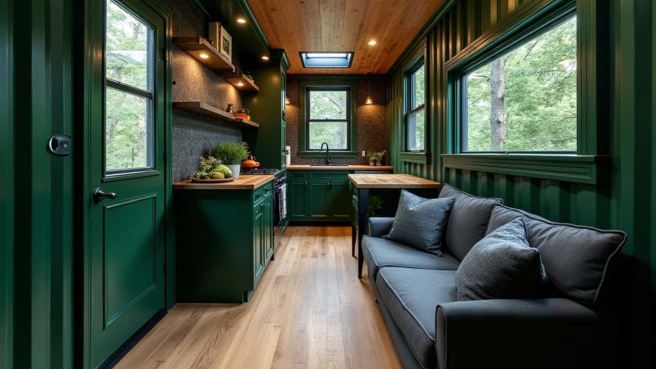 The Art Deco Revival Tiny Container Home Interior
